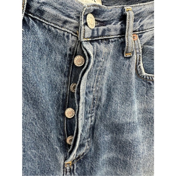 AGOLDE Riley High-Rise Straight Crop Blue Button Fly Jeans Women's Size 28 - Picture 4 of 8